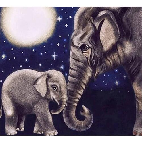 New Arrival 5D DIY Full Square/Round Diamond Painting Cute Elephant Mosaic Moon Diamond Embroidery Animal Home Decor Craft Kit