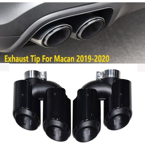 Car Accessories Exhaust Tip For Porsche Macan in 2019-2020 Muffler Tip Black Stainless Steel Car Exhaust Pipe Tailpipe