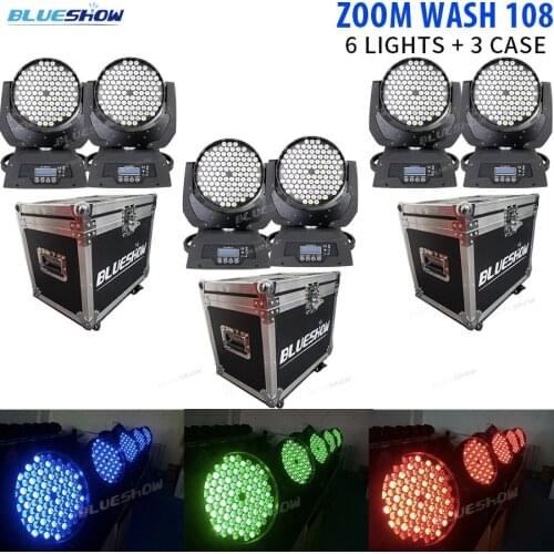 No Tax 6x Lyre Wash Zoom 108x3W RGBW Moving Head Wash Zoom Lyre Stage Lights Club Bar Nightclub DMX Concert Wedding Party DJ