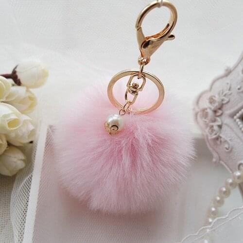 Hot Sale, Fluffy Ball Keychain Cute Pompom Simulation Rabbit Fur Ball Key Chain For Car Key Ring Car Bag Pendant Chaveiro