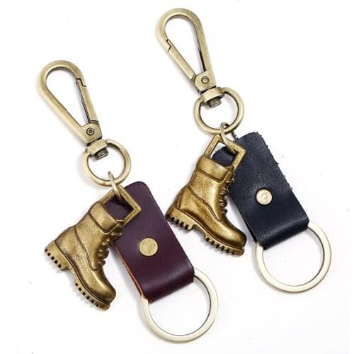 Punk Fashion Keychain Alloy Boots Pendant Retro Leather Holder Cowboy Bag Car Keyring Chain Vintage Hiphop for Women Men Jewelry