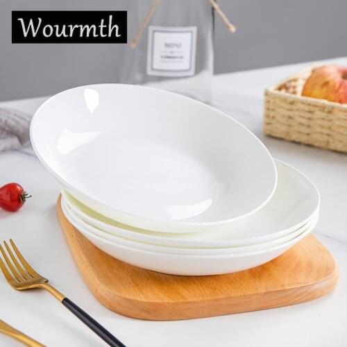 Pure White Dinner Food Plate Under-glazed Ceramic Dinner Dishes Dessert Tray SimpleDinnerware Microwave Safe kitchen Tableware