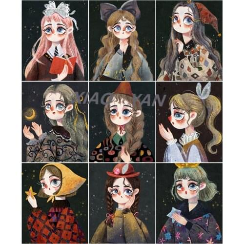 Diamond Draw Cross Stitch Package Cartoon Girl 5D DIY Mosaic Diamond Embroidery Rose Full Square Diamond Home Decoration
