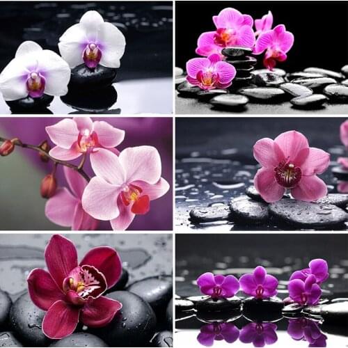 Flower DIY 5D Diamond Painting Full Round Drill Rhinestones Mosaic Orchid Landscape Diamond Embroidery Cross Stitch Home Decor