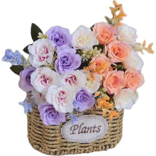 7Pcs Fake Rose (5 Stems/Bunch) 11“ Length Simulation Rosa Foam Fruit for Wedding Home Decorative Artificial Flowers