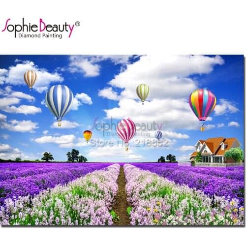Sophie Beauty diy diamond painting embroidery cross stitch Lavender hot air balloon pattern handcraft mosaic home decorationC600