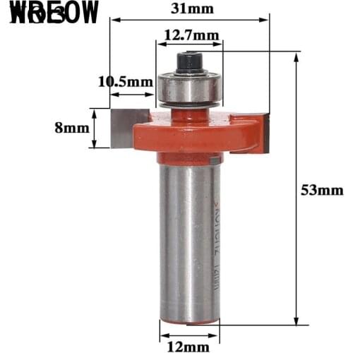 12mm Shank Rabbeting Slotting Router Bit Carbide Woodworking T-type Bearing Cutter Tool Wood Milling Cutter