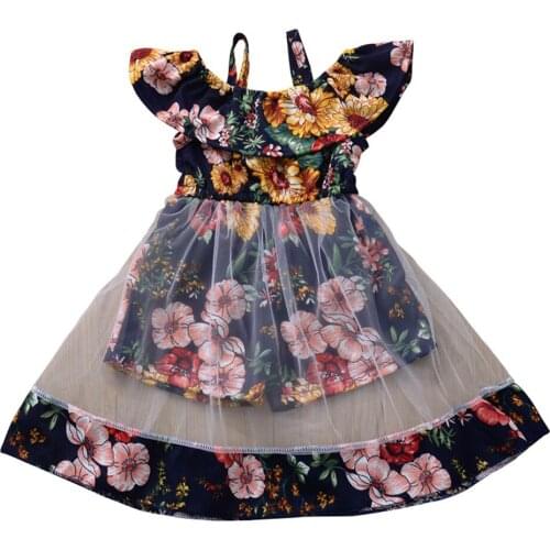 Korean girls fashion dress party dress Flower Vest strap frill floral mesh dress Summer Ruffle Mesh Dress Clothes L102