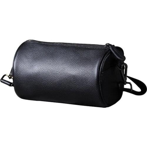 Men Shoulder Messenger Bag Chest Bag Casual Fashion Small Barrel Bag Top Layer Cowhide New Handmade Original Leather Male Soft
