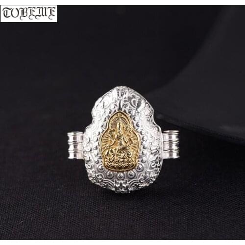 Real 925 Silver Eight Buddha Statue Pendant Pure Silver Buddhist Buddha Gau Pendant Buddhist Prayer Box Amulet Pendant Good Luck