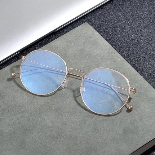 2021 new rose gold screw less myopia glasses Korean round frame ultra light pure titanium fashionable mens and womens glasses