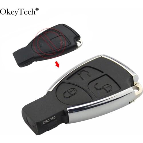 Okeyetch 3 Button NEW Remote Smart Card Key Fob Case Cover key shell For MB Mercedes Benz CLS C E S with Battery Holder