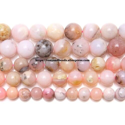 Natural Stone Peru B quality Pink Opal Round Loose Beads 6 8 10 12MM Pick Size For Jewelry Making