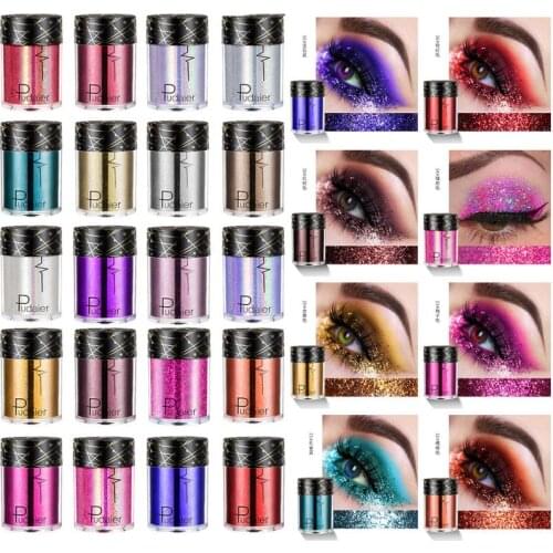 Pudaier 36 Colors Duo-Chrome Glitter Eyeshadow Powder Metallic Shiny Holographic Sequins Diamond Body Eye Toppers Eyes Shadow