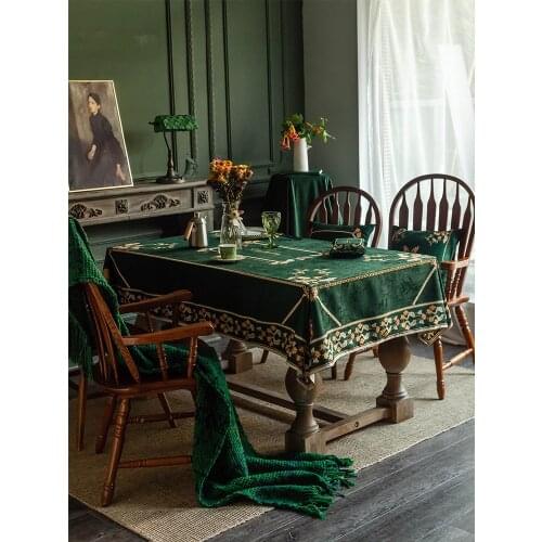 Luxury High-end Tablecloth Dark Green Velvet Retro Waterproof Tablecloth Rectangular Table Cloth Christmas Home Decor