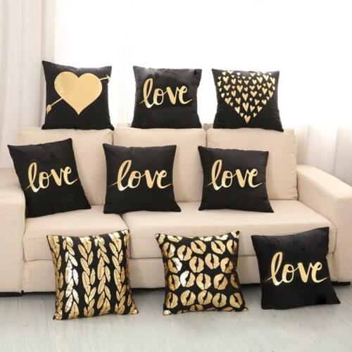 Bronzing Pillowcase Cover Pillow Art Stripe Golden Plume Black Gold Mix Color Hotel Car Bedroom Home Decorative Pillow Case