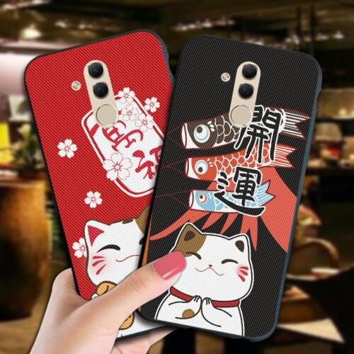 Silicone Phone Case For Huawei Mate 7 8 9 10 20 Lite 20X Case 3D Cartoon Lucky Cat Cover For Huawei Honor 8 Pro View 10 20