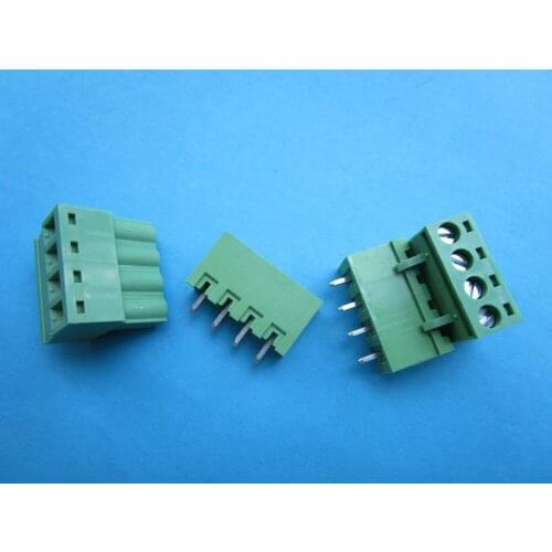 40 Pcs Close Straight 4 pin/way Pitch 5.08mm Screw Terminal Block Connector Green Color Pluggable Type With Straight pin