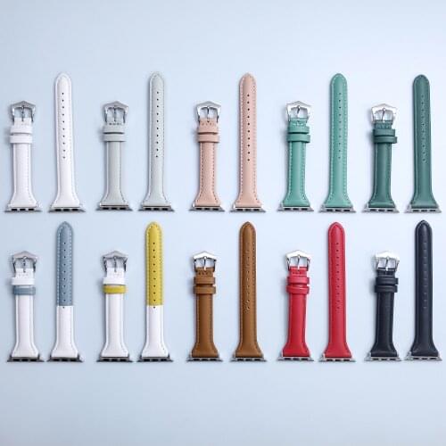 Slim Leather Strap For iWatch Series 1 2 3 4 5 6 SE 44mm 42mm Watchband For Apple Watch Band 40mm 38mm Woman Bracelet correa