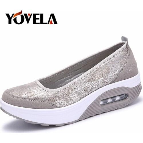Women Flat Platform Shoes Woman Comfortable Slip-On Casual Shoes Thick Sole Heel Ladies Shoes Moccasins Ladies Fashion Boat 41