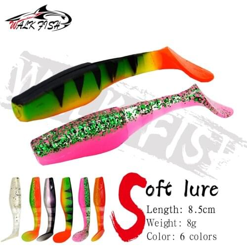 WALK FISH 4PCS/Lot Soft Bait Fishing Lure 8.5cm 8g Soft Worm Silicone Artificial Double Color Baits Wobblers Carp Fishing Lures