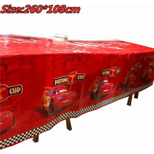 1pcs 260*108cm Cartoon Red Cars Theme Party Birthday Disposable Table Cloth Table Cover Map for kids Party Supplies Decoration