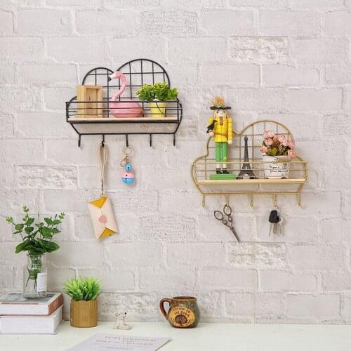 1pcs Nordic Iron Storage Rack Wall Hanging Display Shelf Floating Shelves Home Office Bedroom Living Room Decoration Accessories
