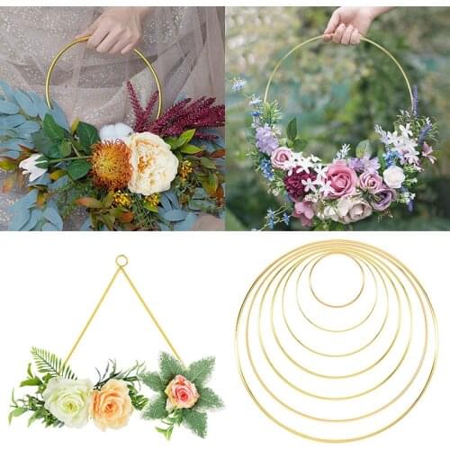 10-40cm DIY Hanging Wreath Bamboo/Metal Wreath iron Ring Hoop Hanging Craft Party Decorations Baby Shower Wedding Wreaths
