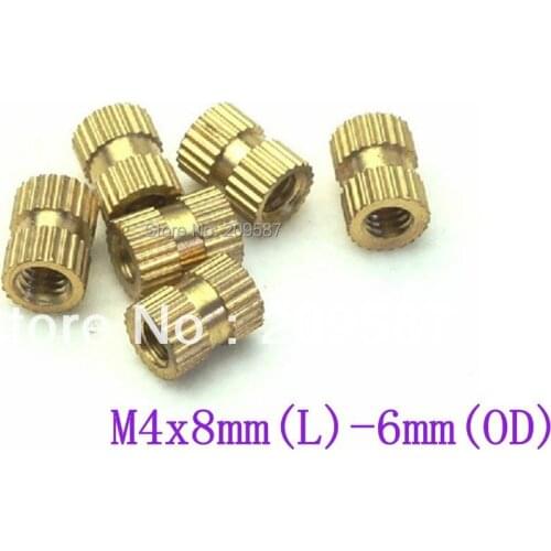 100pcs Brass Knurl Nuts M4x8mm(L)-6mm(OD) Metric Threaded insert