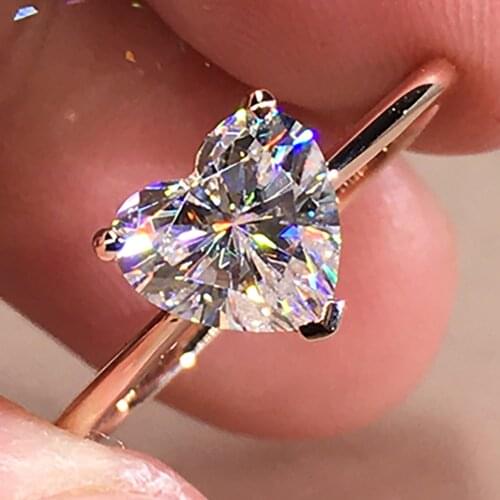 18K Au750 Rose Gold Women Ring Moissanite Diamonds 1 2 3 4 5 Carat Heart Wedding Party Engagement Anniversary Ring Trendy