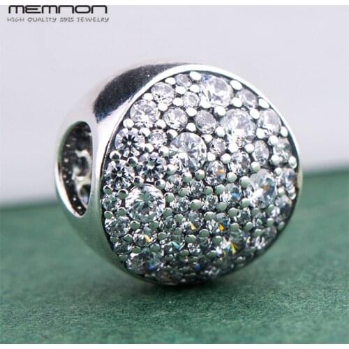 2018 Winter collection Pave Sphere beads 925 sterling silver heart bead fit charms Bracelet DIY Christmas gift Memnon Jewelry