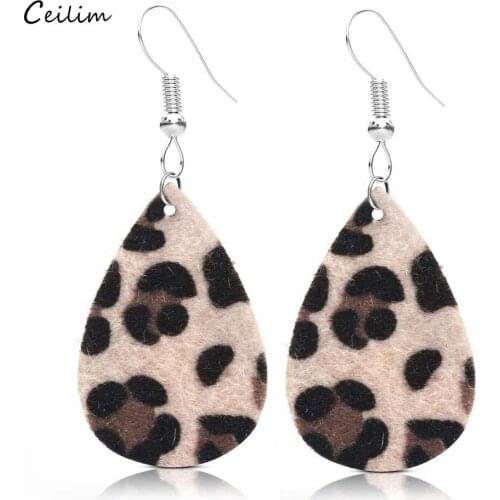 2020 New Big Leather Earrings for Women Trendy Leopard Teardrop Earring Fashion Statement Ear Drop Jewelry Cheap Wholesale