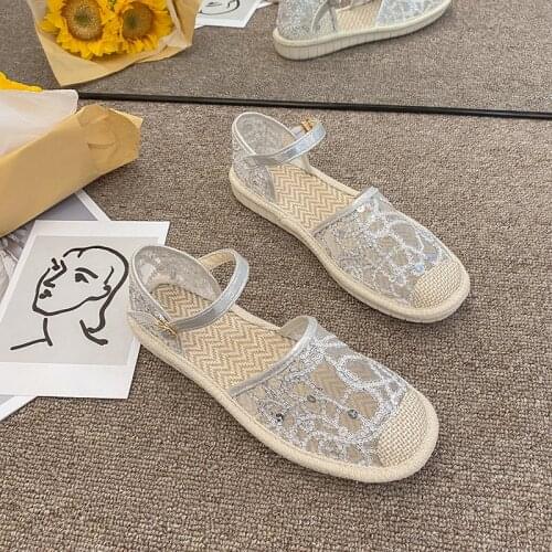 2021 Hollow Lace Flat Shoes Women Summer Slip on Loafers Breathable Shoes Ladies Shoes Casual Fashion Black sneakers