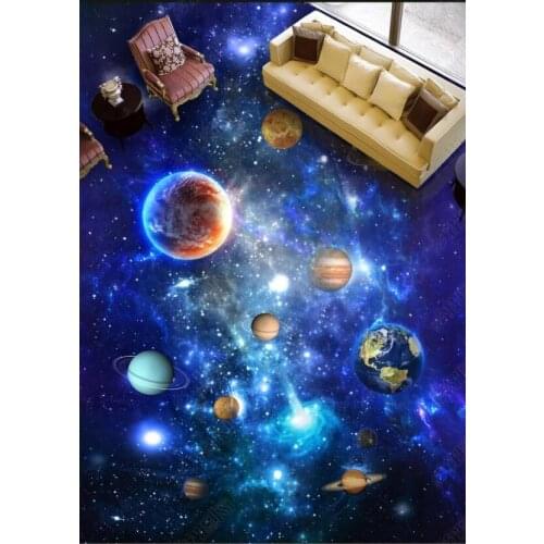 3 d pvc flooring custom photo Universe galaxy sky planet stickers decorative vinyl self-adhesive Wallpaper for walls in rolls