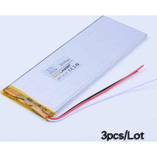 3pcs/Lot 3-wire 3.7V 3000mAh 3552140 Rechargeable li-Polymer Li-ion Battery For Tablet PC power Bank Notebook 3550140