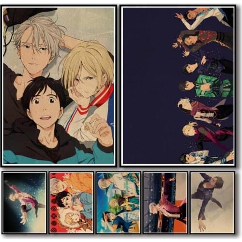 39 Designs Anime YURI!!! on ICE Kraftpaper Poster Home Decal Art Painting Funny Wall Sticker for Coffee House Bar