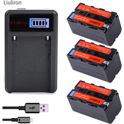 3x NP F770 F750 NP-F750 Li-ion Replacement Battery + LCD USB Charger for Sony NP-F750 NP-F770 Camcorder LED Video Light D&F