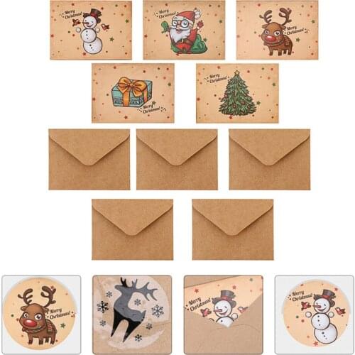 5 Sets Note Cards Christmas Cards Exquisite Paper Invitation Cards For Party Favor Kids Gift 2021 New Year Decorations