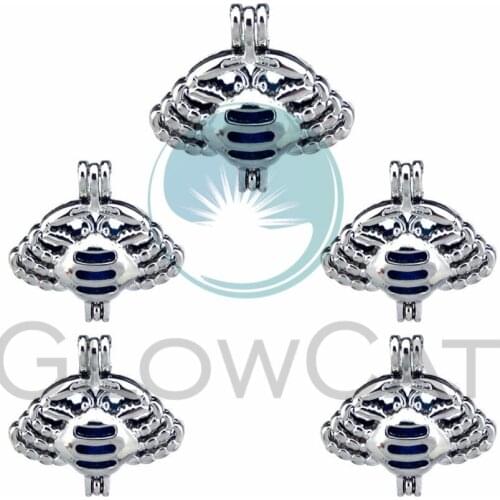5X Pearl Cage Locket Pendants Aromatherapy Crab Essential Oil Diffuser Locket For DIY Necklace Jewelry