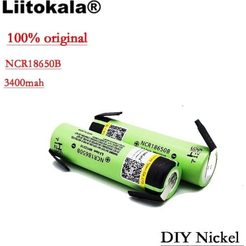 NEW liitokala 18650 3400 Battery 3400mAh 3.7V NCR18650B Rechargeable Li-ion Battery for Flashlight +DIY nickel