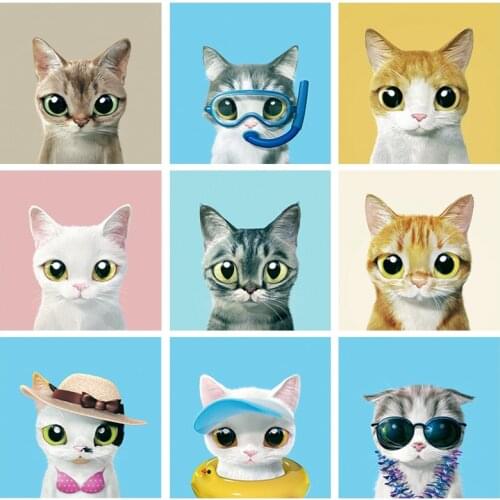 Home Animal Cartoon Cat 5D Diamond Painting Cross Stitch Set Wall Sticker Mosaic Diamond Embroidery Painting Children DIY Gift
