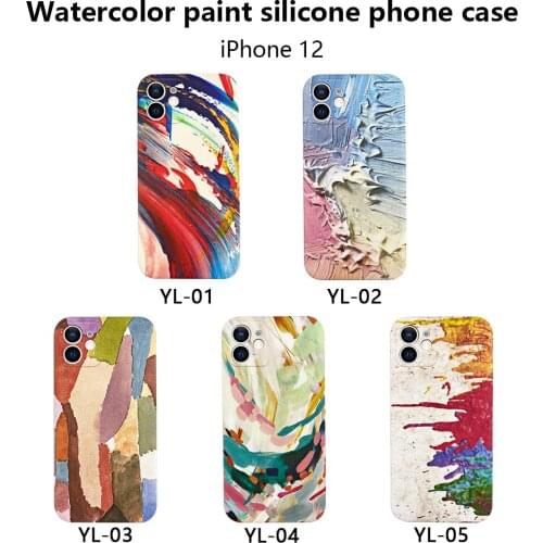 Fashion Watercolor Floral Paint Soft Liquid Silicon Phone Case For iPhone7 8 Plus X XS XR 11 12 Pro Max Camera Protection Cover