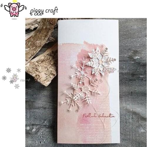 Piggy Craft metal cutting dies cut die mold 6Pcs Snowflake decoration Scrapbook paper craft knife mould blade punch stencils die