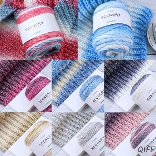 100g Hand Knitting Cake Yarn Gradient Ombre Colorful Crochet Woven DIY Thread