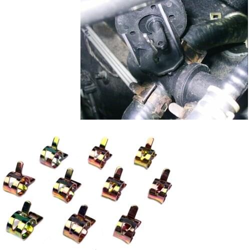 JEAZEA Motorcycle 10x 10mm Spring Clip Vacuum Fuel Hose Line Silicone Pipe Tube Band Clamp Fastener for Kawasaki Suzuki Yamaha