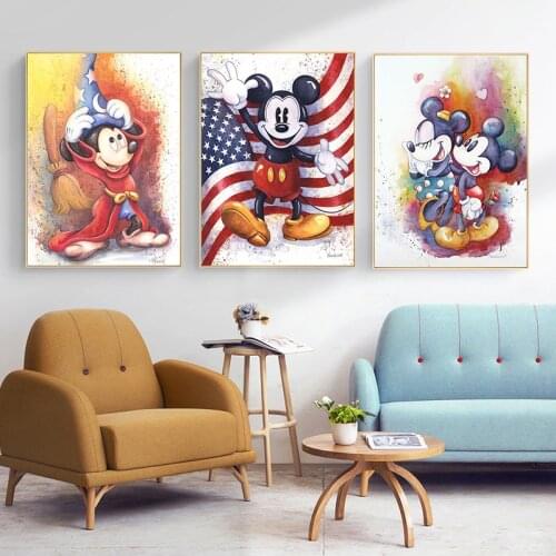 Graffiti Art Disney Donald Duck Mural Mickey Mouse Canvas Printings Poster and Print Wall Art Picture Cuadros Home Decoration
