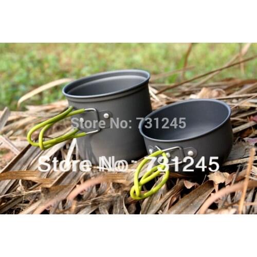 Pot/Bowl Camping Cookware Cook Set Hiking Survival W/Picnic cutlery Fork Spoon Knife Blade