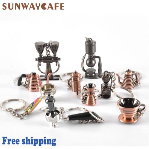 CoffeeTampe Keychain Gift Creative Barista Coffee Machine Handle Moka Pitcher Keyring Portable Coffeeware Espresso Accessories