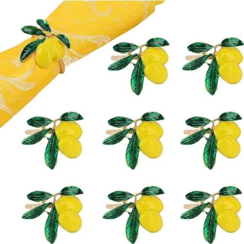 Napkin Rings Tropical Fruit Lemon Wedding Decoration Gold Napkins Summer Party Holiday Daily Family Gathering Table Supplies