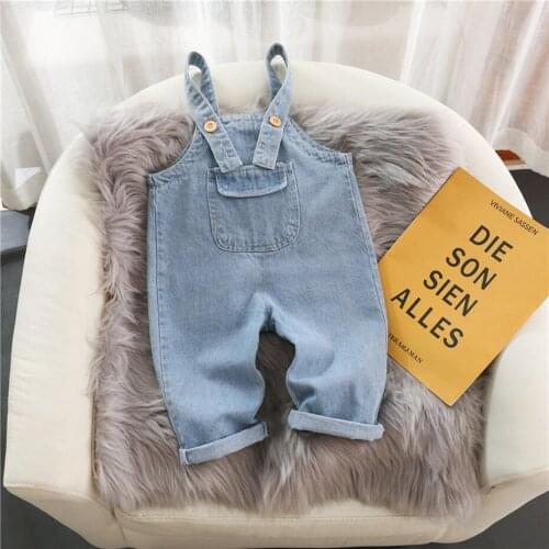 2021 Kids Denim Clothes Solid Color Girls Overalls Girls White Jumpsuits Spring Summer Girls Clothes